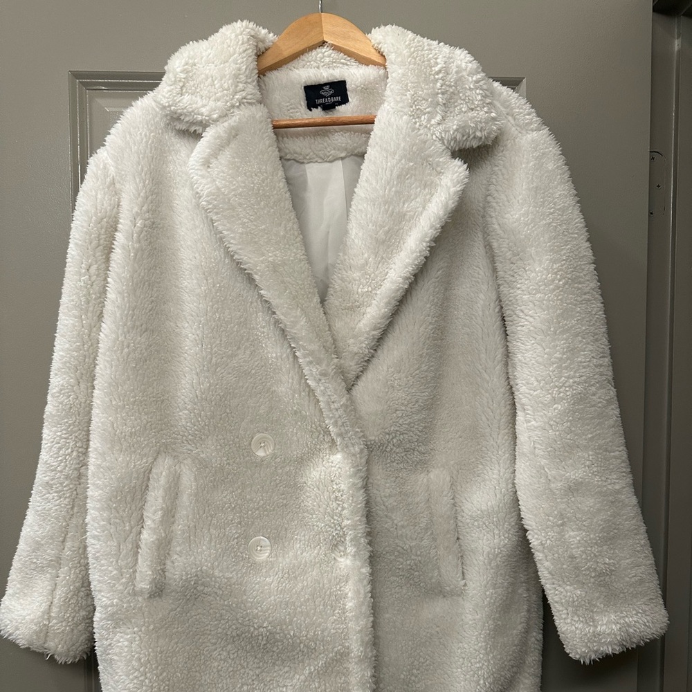 Women's White/Cream Teddy Coat